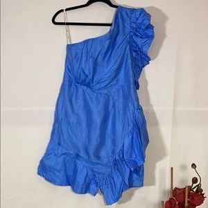 Blue silk midi dress